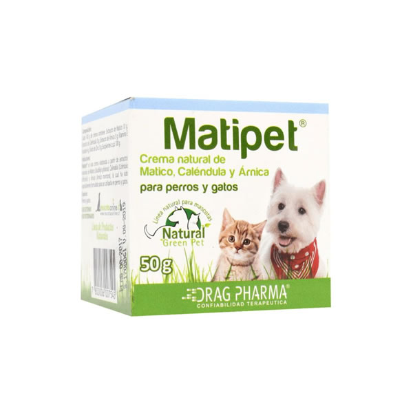 Crema Matipet matico esta elaborada a partir de extractos naturales de Matico, ha sido especialmente formulada para ser utilizada en perros y gatos.