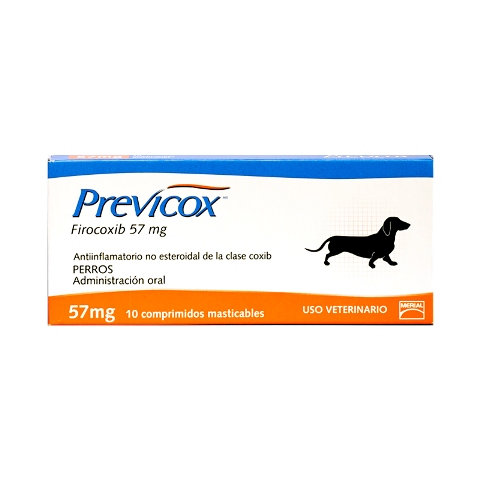 Previcox 57mg es un antiinflamatorio no esteroidal indicado en osteoartritis y para el control del dolor e inflamación postoperatorio en perros