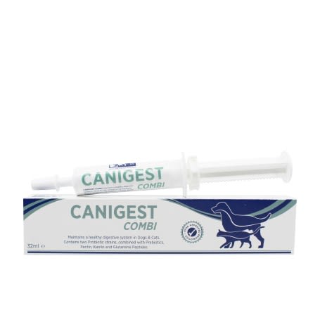 Canigest Combi 16ml es un complemento nutricional para perros y gatos que ayuda a los animales con trastornos del tracto digestivo superior.