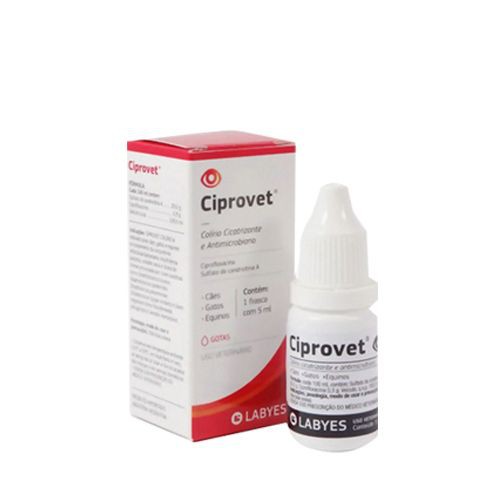 Ciprovet Colirio 5ml útil en casos de conjuntivitis bacteriana, déficit de lágrimas, queratitis seca contaminada y úlceras de córnea.