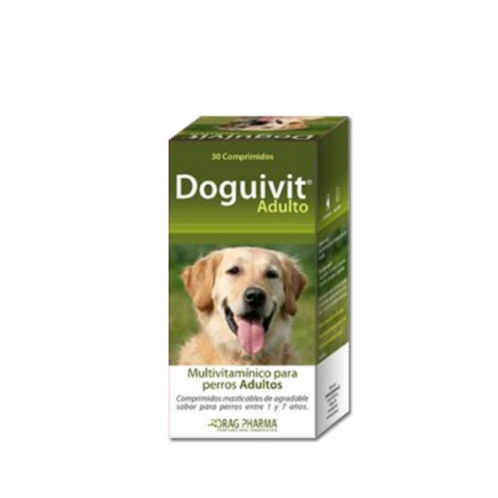 Doguivit Adulto es multivitamínico y minerales en comprimidos masticables para perros adultos y en estados de necesidad de un aporte adicional de nutrientes