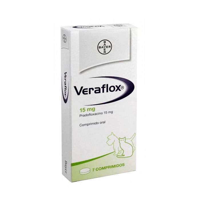 Veraflox 15mg x 7 Comprimidos es un Antibiótico de la familia de las Fluoroquinolonas en comprimidos ranurados para perros y gatos.