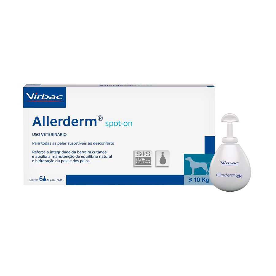 Allerderm Spot-On 4ml x 6 Pipetas en emulsión para el restablecimiento de la barrera cutánea, contiene ceramidas, ácidos grasos y colesterol