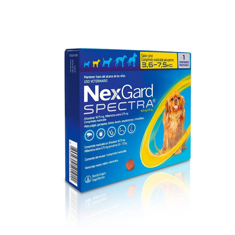 Nexgard Spectra 3.6 – 7.5kg antiparasitario interno y externo masticable para perros