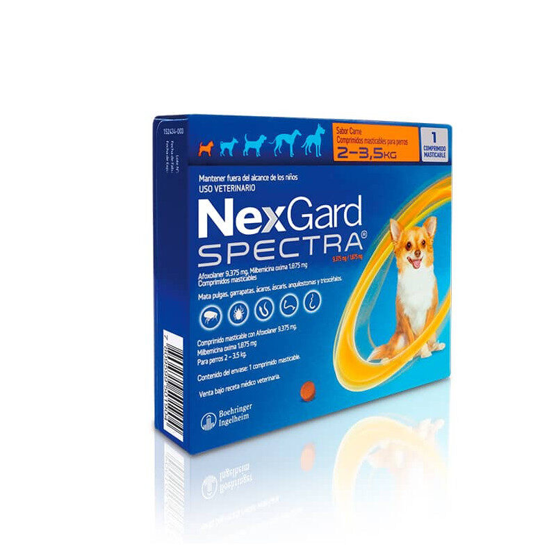 Nexgard Spectra 2 – 3.5kg antiparasitario interno y externo masticable para perros