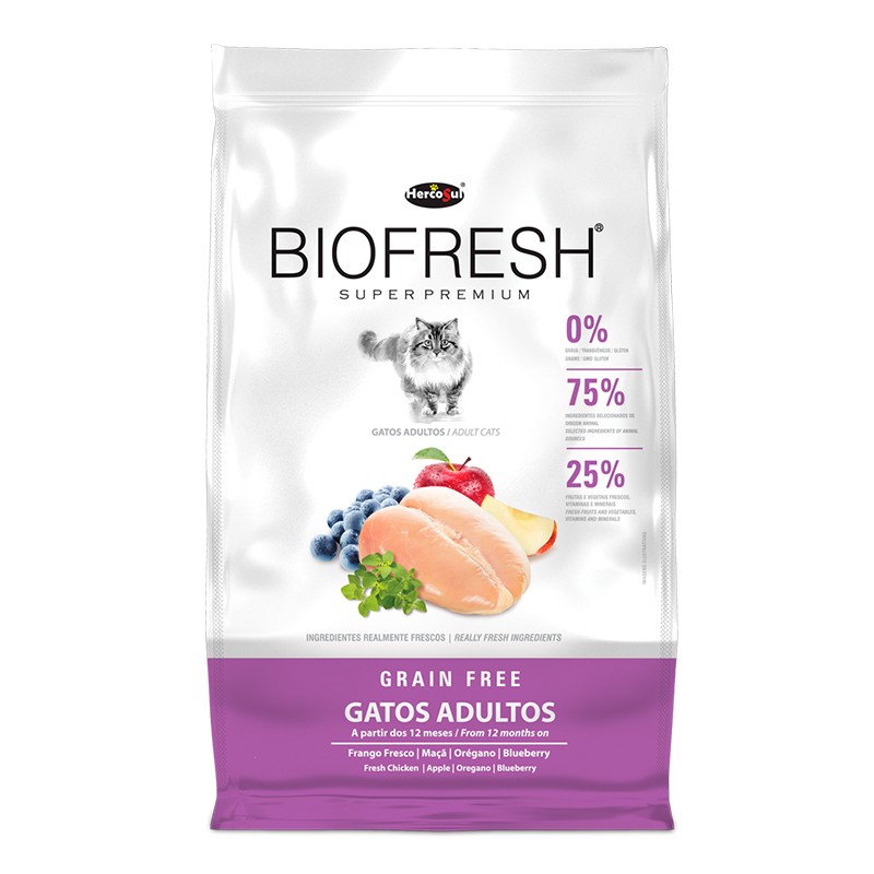 Biofresh Gatos Adultos es un alimento elaborado para carnívoros estrictos, por su alto porcentaje de proteína y bajos niveles de carbohidratos.