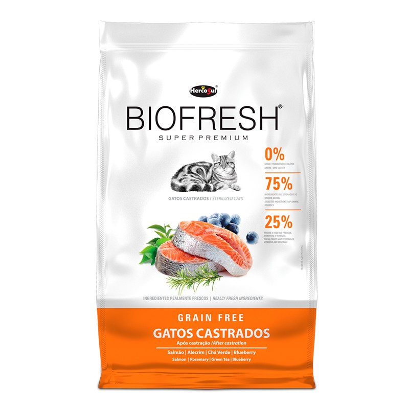 Biofresh Gatos Castrados es un alimento libre de granos, completo y balanceado, especialmente formulado para carnívoros por su alto contenido proteico