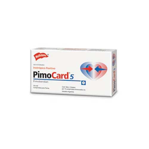 Pimocard 5 es un notrópico positivo y vasodilatador periférico para perros, en base a Pimobendan. Indicado para el tratamiento de la insuficiencia cardíaca.