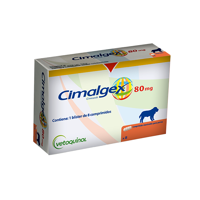 Cimalgex 80mg es un antiinflamatorio no esteroidal a base de Cimicoxib para tratamiento de dolor e inflamación aguda y crónica en perros