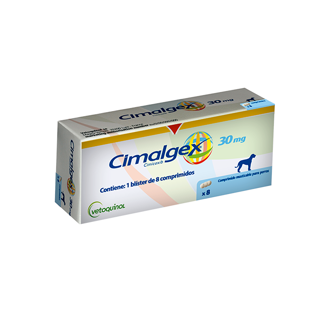 Cimalgex 30 mg es un antiinflamatorio no esteroidal a base de Cimicoxib para tratamiento de dolor e inflamación aguda y crónica en perros