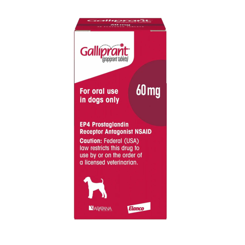 Galliprant 60 mg es un Antiinflamatorio y analgésico no esteroidal para el tratamiento del dolor asociado a artrosis de leve a moderada en perros.