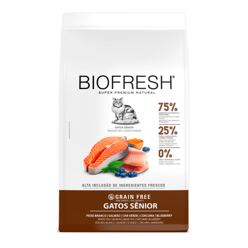 Biofresh Gatos Senior es un alimento libre de granos, completo y balanceado, especialmente formulado para carnívoros por su alto contenido proteico