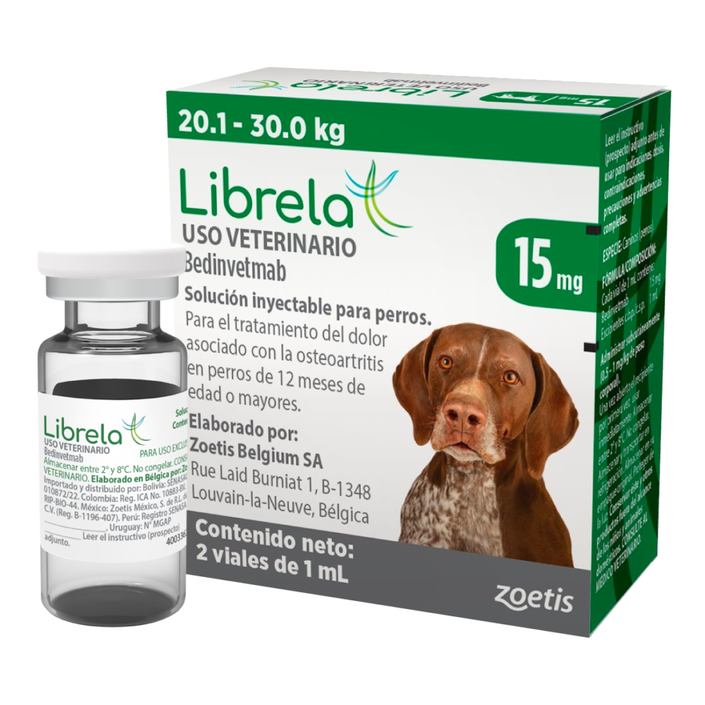 Librela (bedinvetmav) es un anticuerpo monoclonal inyectable para el tratamiento de los síntomas sociados a osteoartritis canina