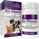 Bio-Power Polvo Oral es un probiótico en polvo para uso en perros y gatos, se disuelve en agua y se administra directamente o en la comida