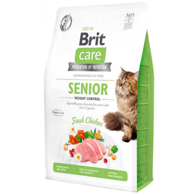 Brit Care Cat Senior es un alimento completo y balanceado libre de granos para gatos adultos a partir de los 7 años de edad.
