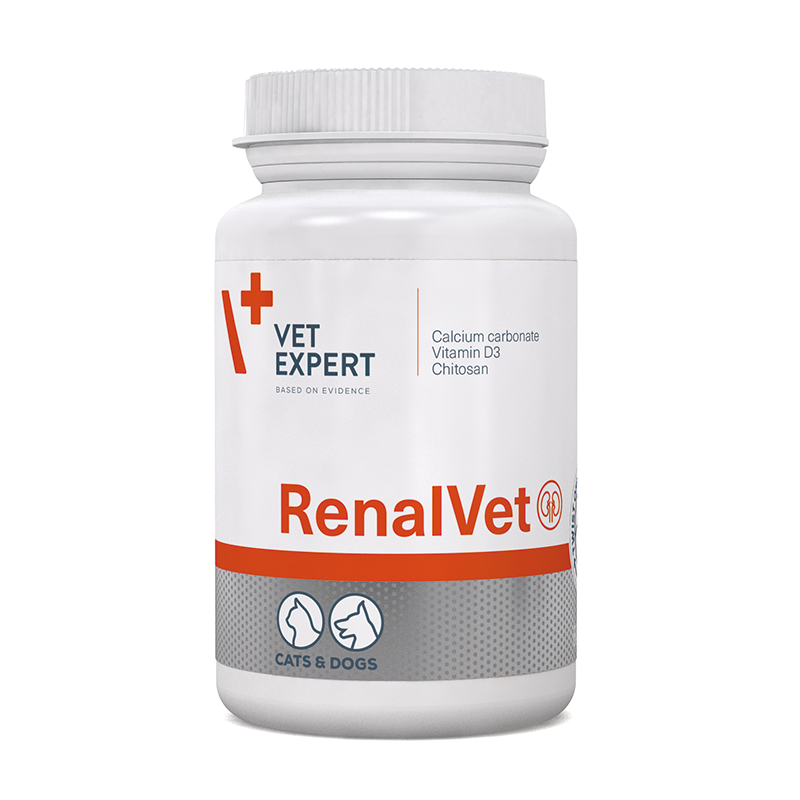 RenalVet 60 Cápsulas palatables es un suplemento que sirve de apoyo a peros y gatos con enfermedad renal crónica