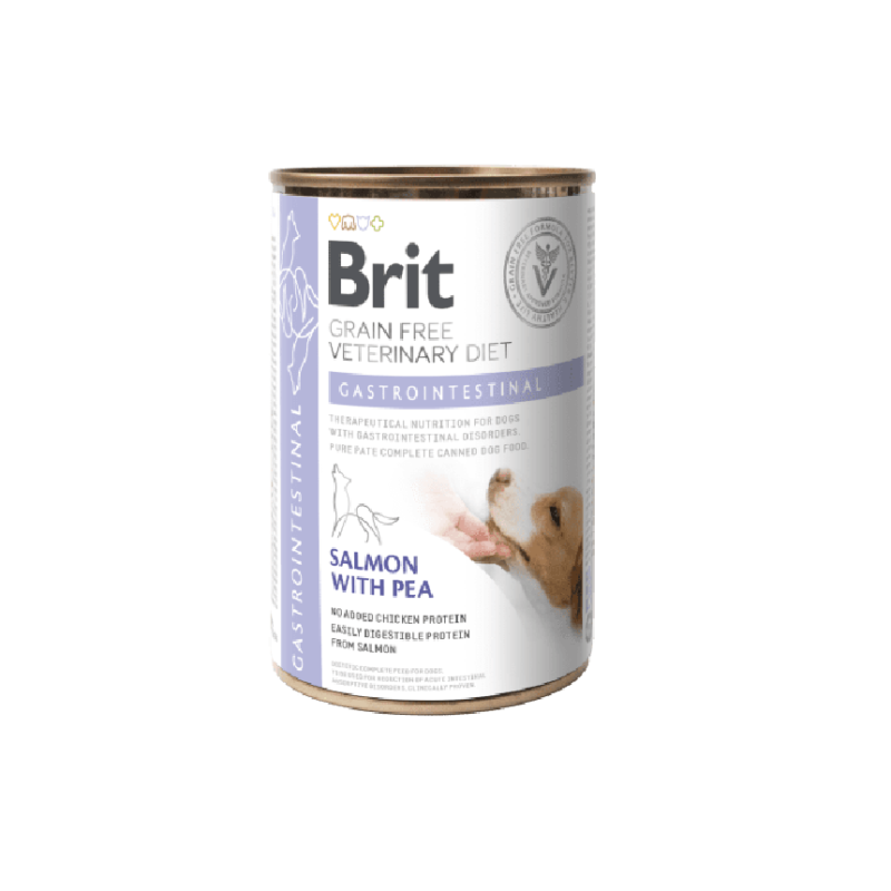 Brit VD Gastrointestinal Canine Lata es un alimento húmedo balanceado y completo para perros con desordenes gastrointestinales.