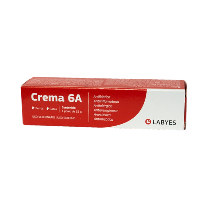 Crema 6A es un producto de uso dermatológico con acción Antiinflamatoria, Antibiótica, Antimicótica, Anestésica, Antialérgica y Antipruriginosa